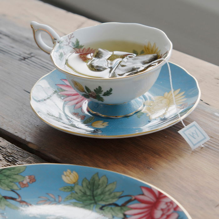 Wedgwood Taza de Té P 140 Ml Sapphire Wonderlust (4 Unidades) con Detalles de Oro de 22 Quilates